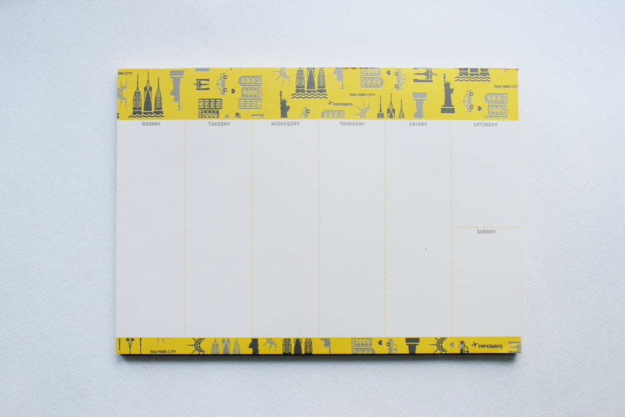 Paperways Weekly Pad NYC Pattern (Yellow) White Back Ground Photo
