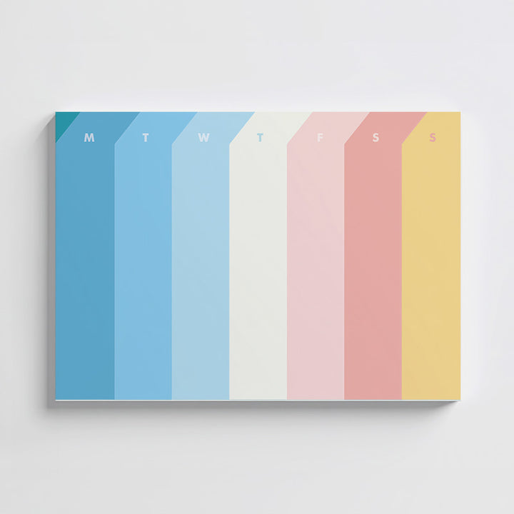 Weekly planner with pastel colors on a white background