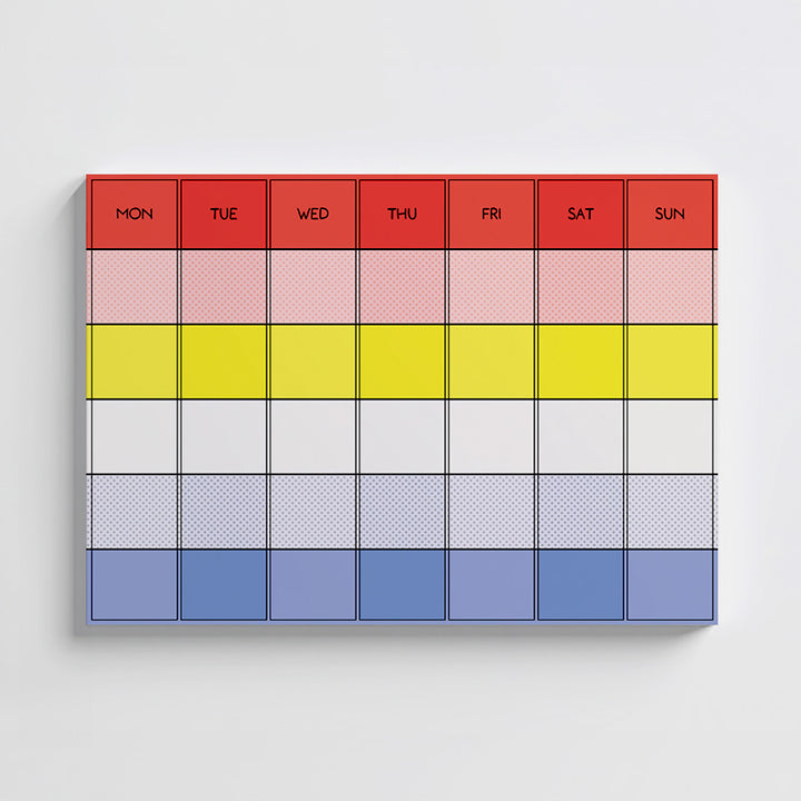 Monthly deskpad with different colors on white background