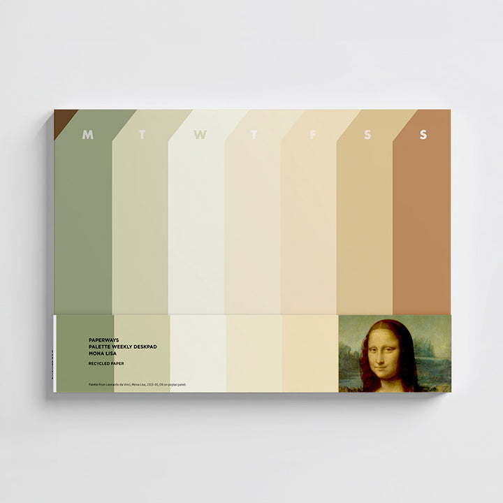 Weekly deskpad with mona lisa picture on the white background