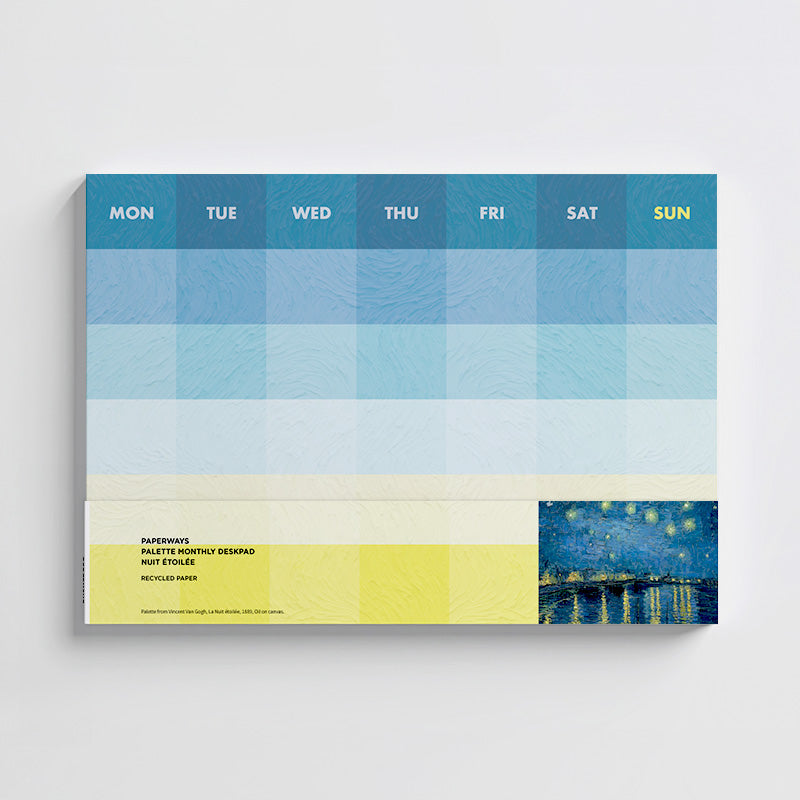 Monthly deskpad with Van gogh's artwork on the white background