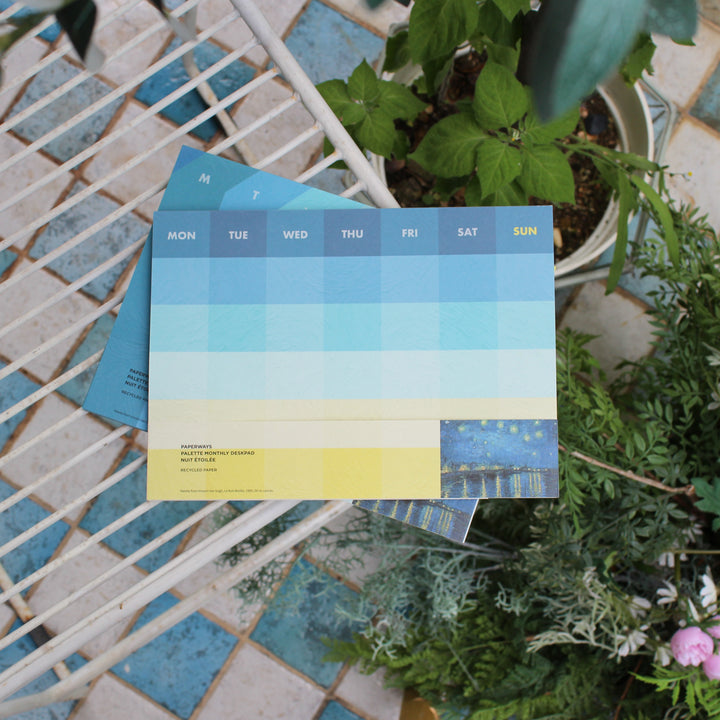 Monthly deskpad with Van gogh's artwork on the white chair 