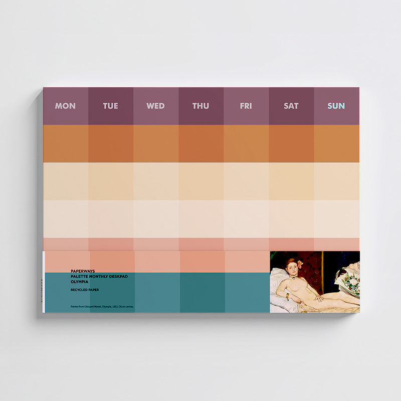 Monthly deskpad with Manet's artwork on the white background
