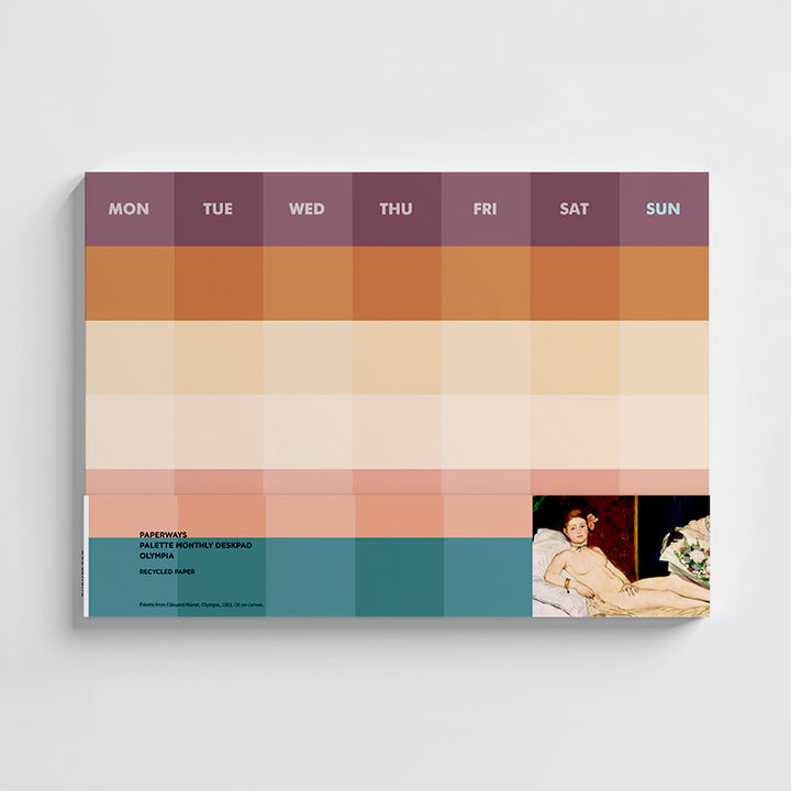Monthly deskpad with Manet's artwork on the white background