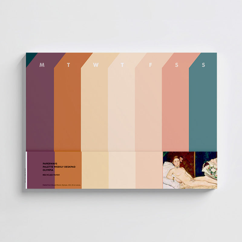 Weekly deskpad with Manet's artwork on the white background
