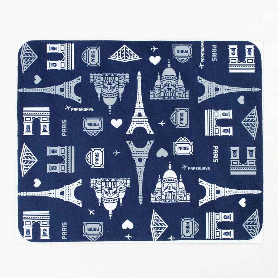 Paperways Microfiber Mouse Pad Paris 01 Navy White Back Ground Photo