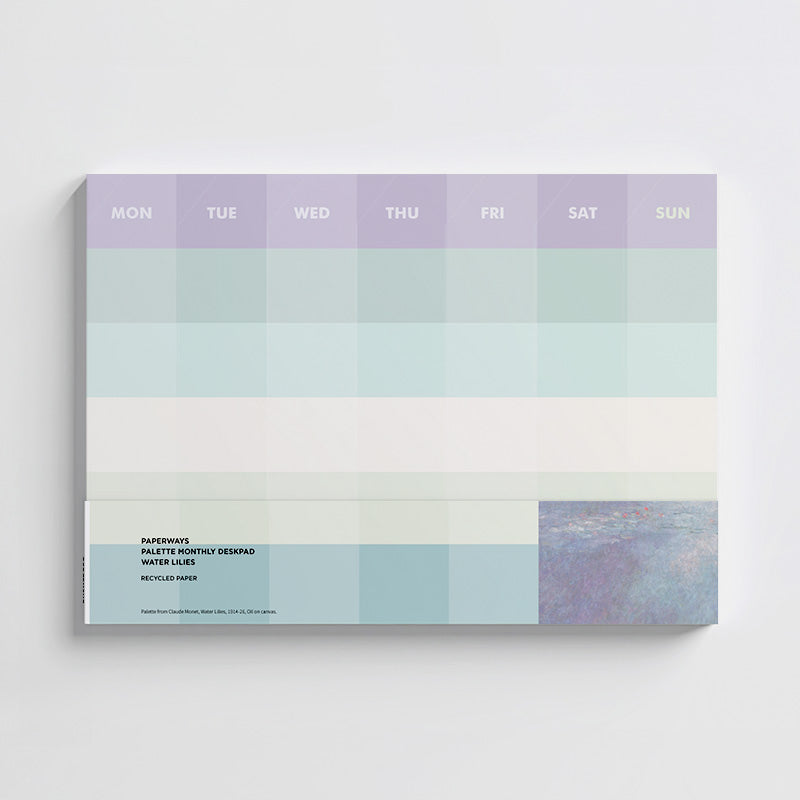 Monthly planner with a gradient design on a white background
