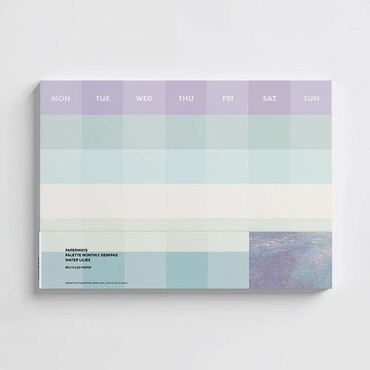 Monthly planner with a gradient design on a white background