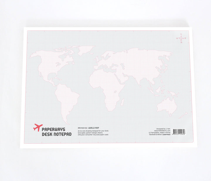 Paperways A4 Desk Notepad World Map White Background Photo