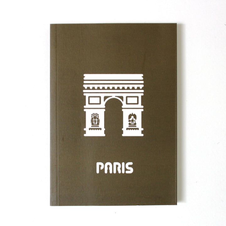 Mini Journal Paris Arc de Triomphe Brown White Background Photo