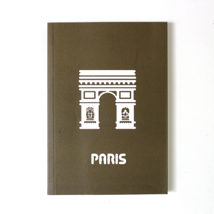Mini Journal Paris Arc de Triomphe Brown White Background Photo